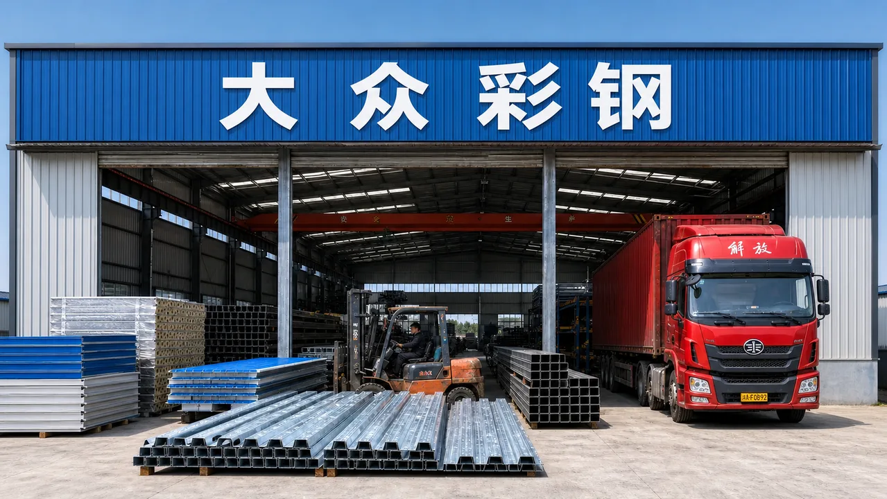大众彩钢AI辅助门头示意图