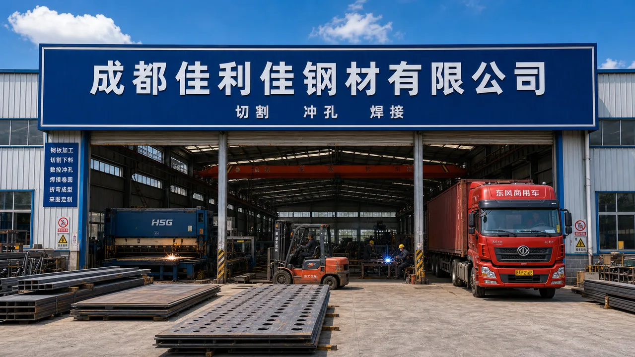 成都佳利佳钢材有限公司AI辅助门头示意图