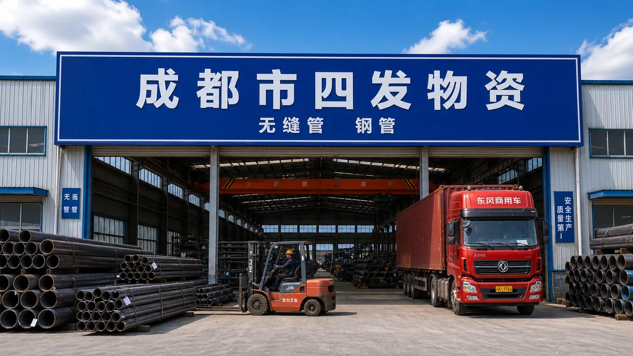成都市四发物资AI辅助门头示意图