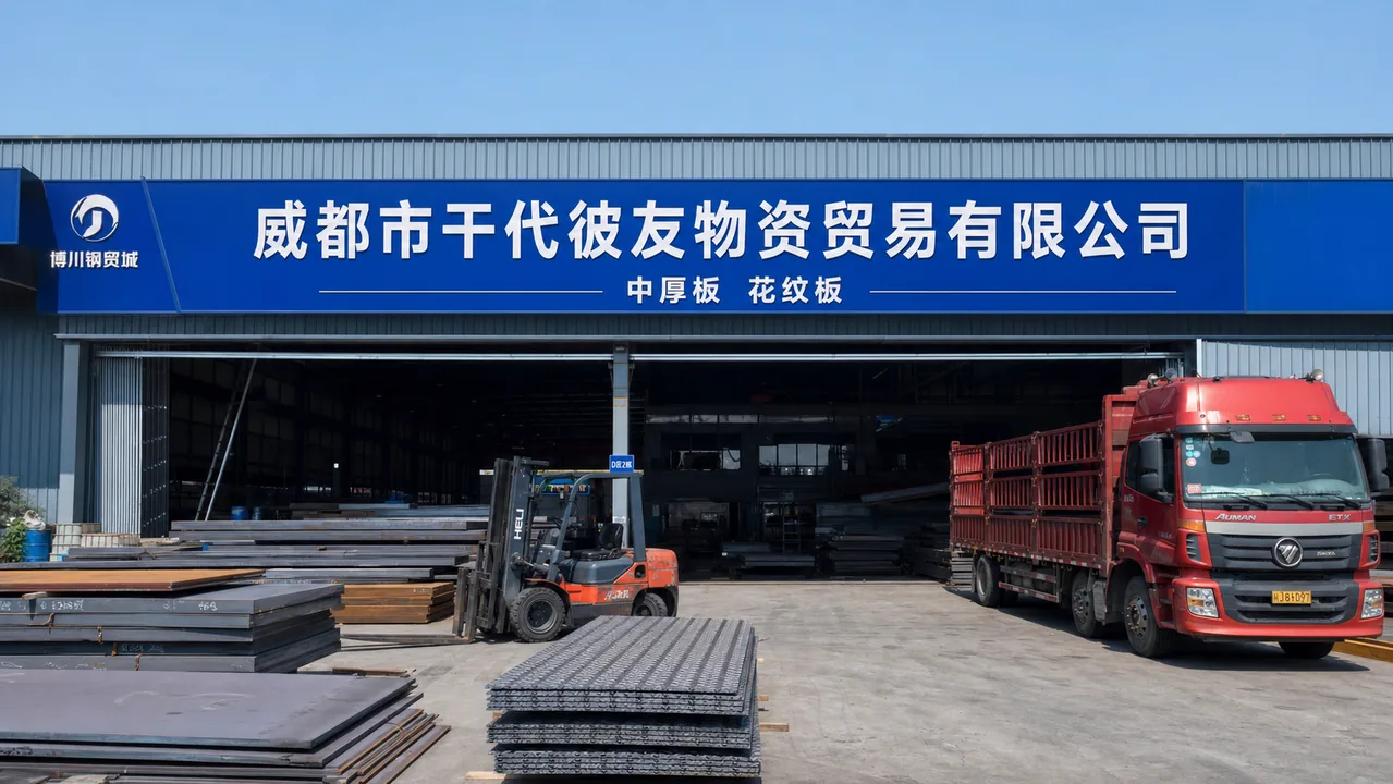 威都市干代彼友物资贸易有限公司AI辅助门头示意图