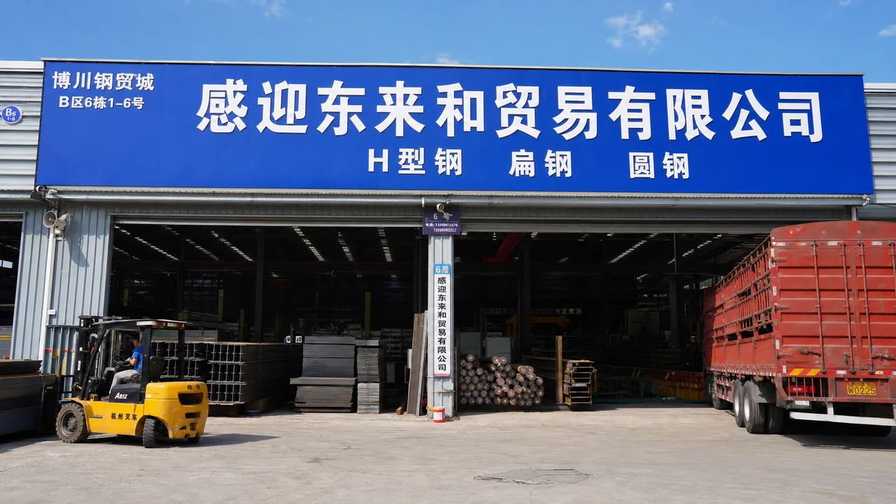 感迎东來和贸易有限公司AI辅助门头示意图