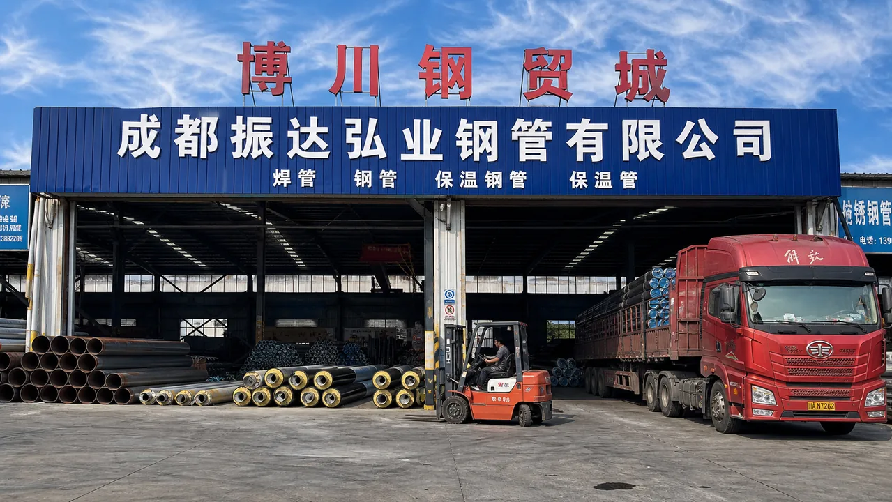 成都振达弘业钢管有限公司AI辅助门头示意图