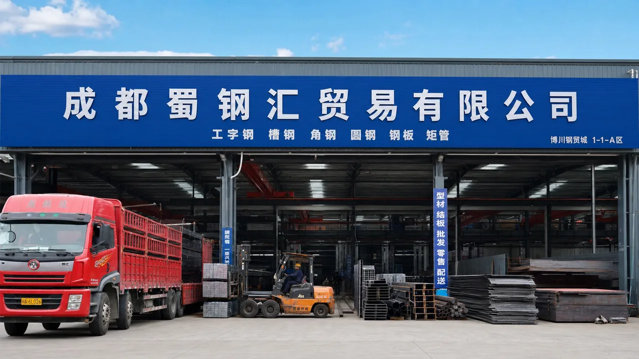 成都蜀钢汇贸易有限公司AI辅助门头示意图