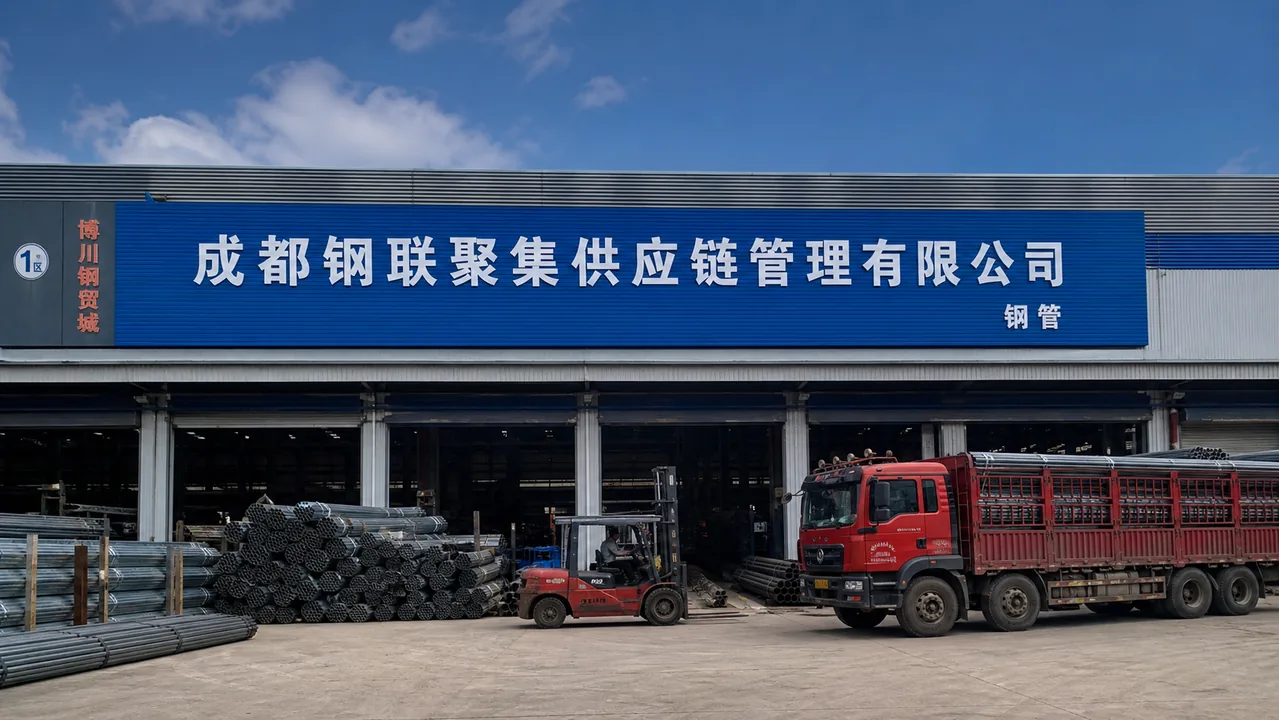 成都钢联聚集供应链管理有限公司AI辅助门头示意图