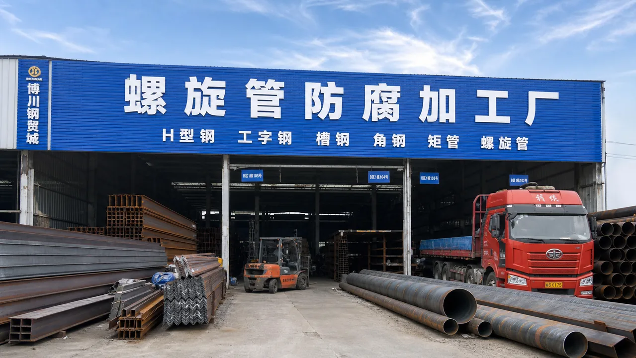 螺旋管防腐加工厂AI辅助门头示意图