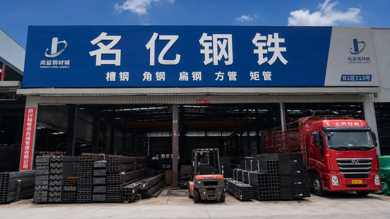 名亿钢铁AI辅助门头示意图