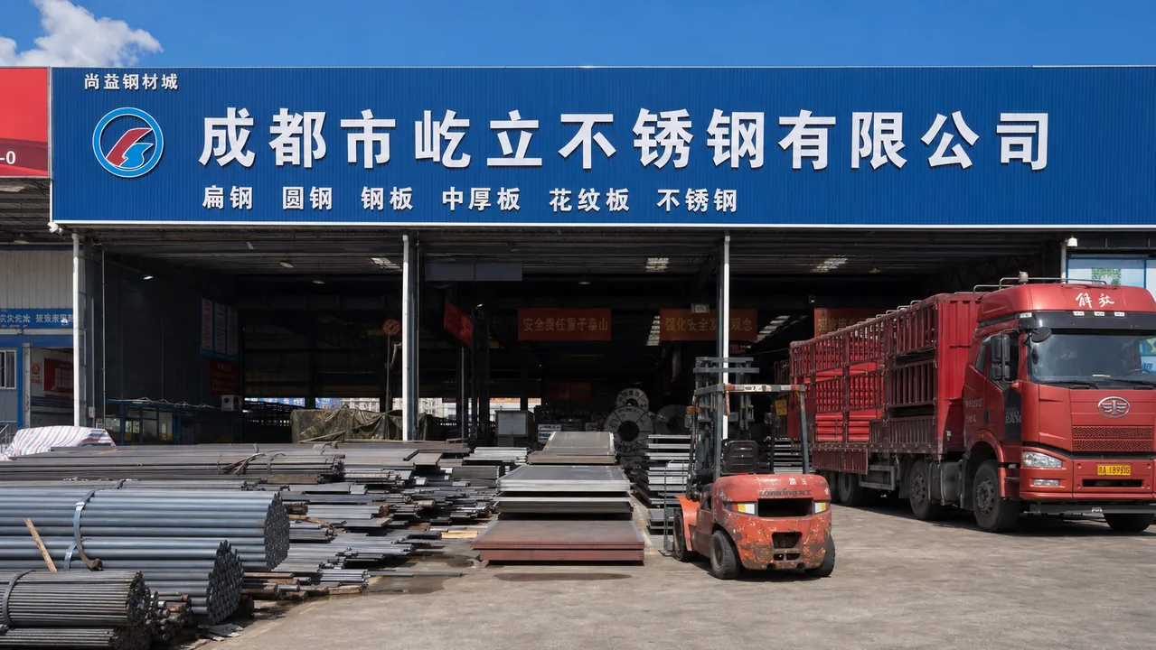 成都市屹立不锈钢有限公司AI辅助门头示意图