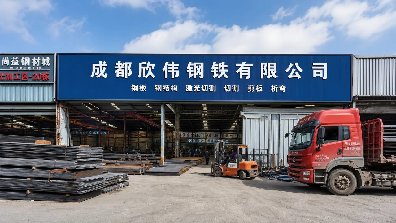 成都欣伟钢铁有限公司AI辅助门头示意图