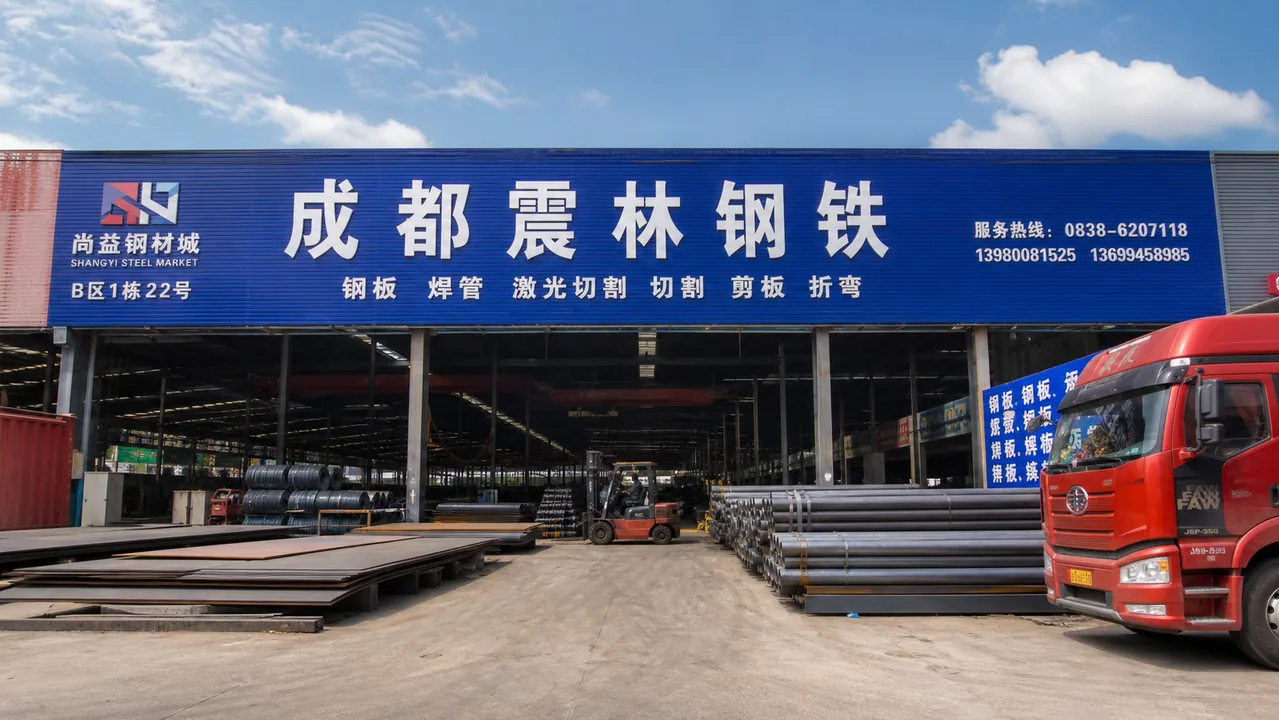 成都震林钢铁AI辅助门头示意图
