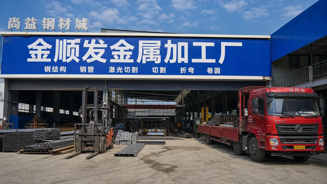 金顺发金属加工厂AI辅助门头示意图