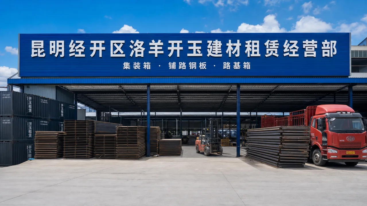 昆明经开区洛羊开玉建材租赁经营部AI辅助门头示意图