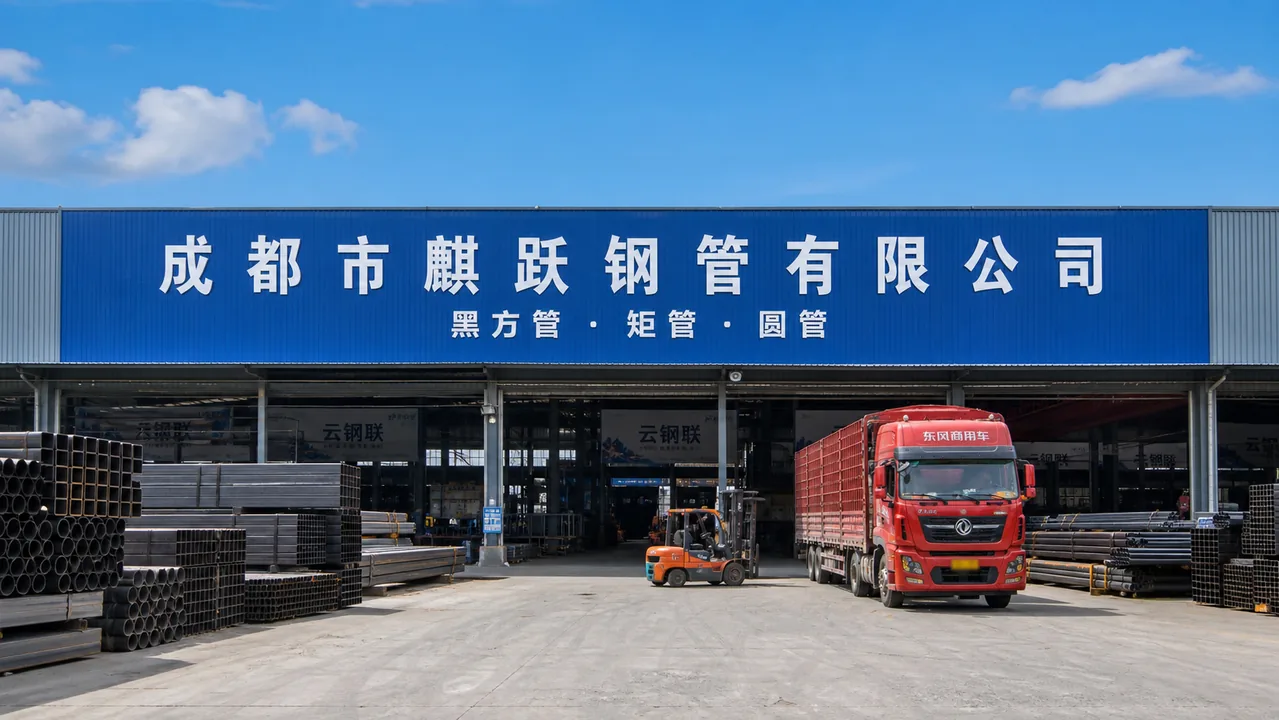 成都市麒跃钢管有限公司AI辅助门头示意图